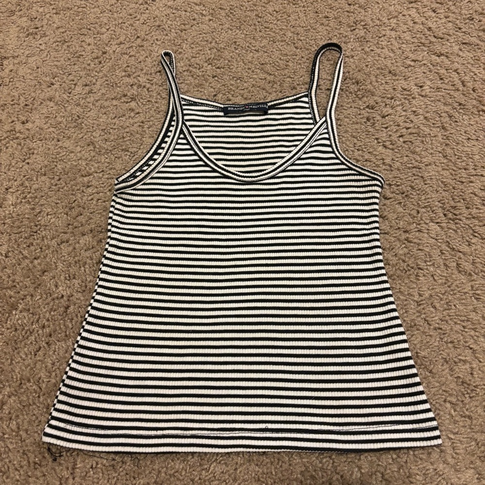 Brandy Melville Black and White Striped Camisole